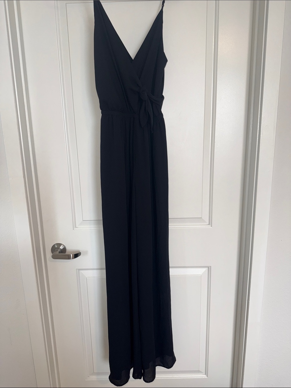 Classic Black V-Neck Wrap Maxi Pants Suit